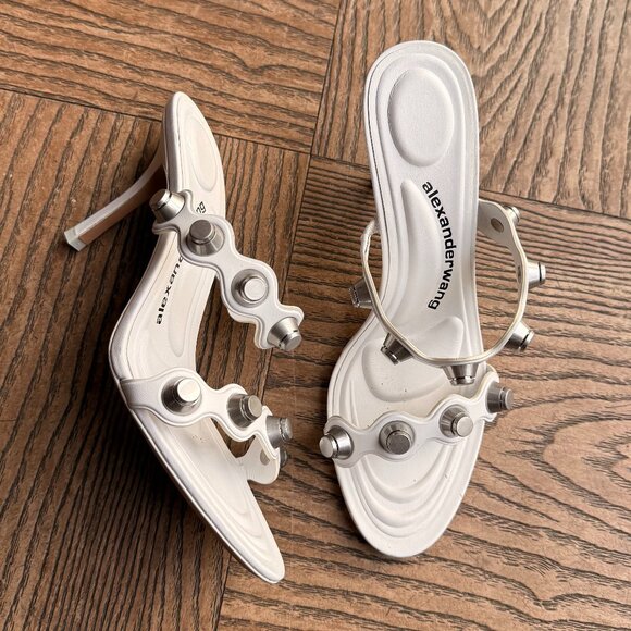 Alexander Wang Riot 85 Stud Strap Sandal White - Picture 1 of 7
